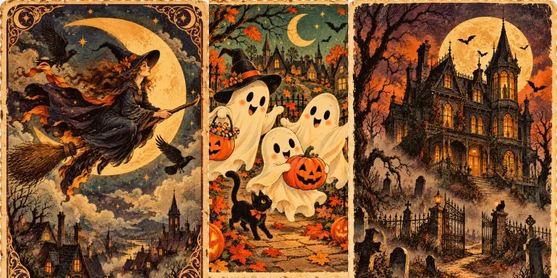 Vintage Halloween Art Generator