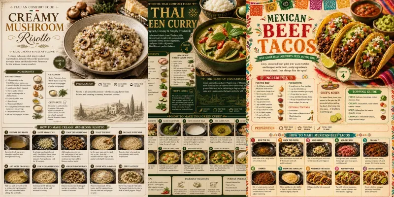 Premium Recipe Infographic Guides generated by undefined