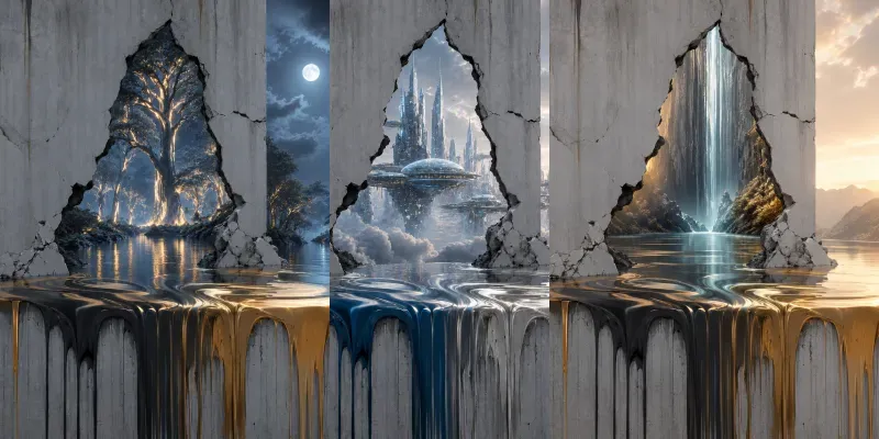 Surreal Cracked Wall Escapes generated by undefined