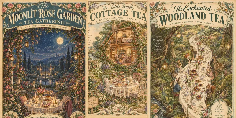 Whimsical Retro Tea Party Art