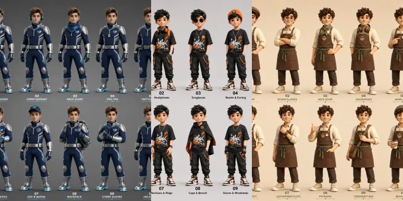 3D Character Accessory Sheets generated by undefined