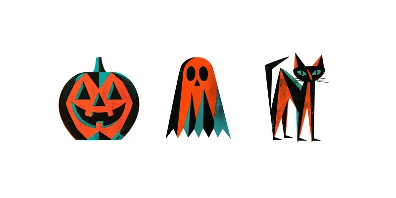 Mid Century Halloween Clipart Elements generated by undefined