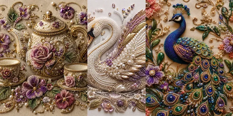 Beaded Botanical Couture Artworks generated by undefined