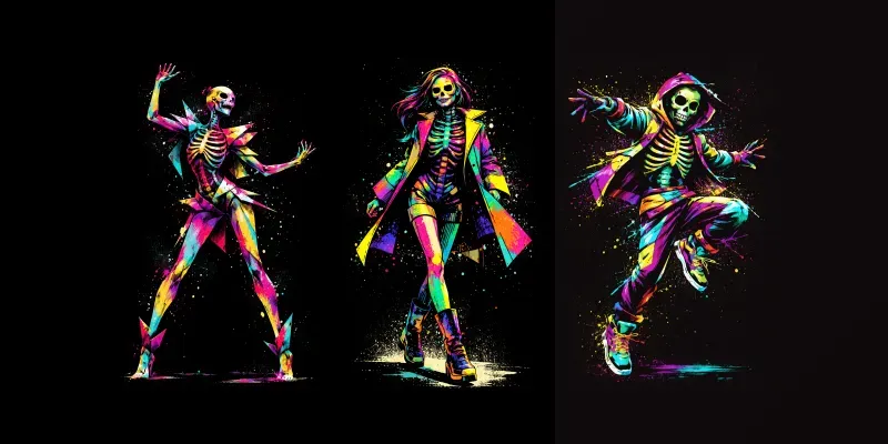 Neon Grunge Skeleton Popart generated by undefined