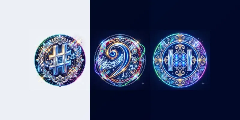 Neon Crystal Music Symbol Emblems generated by undefined