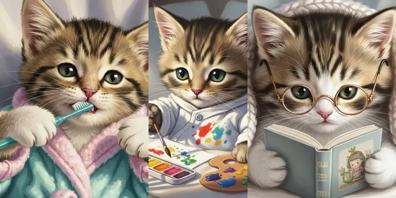 Cozy Kitten Storybook Scenes generated by undefined