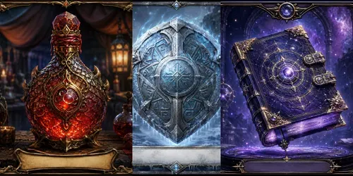Fantasy Game Item Card Art Builders generated by chatgpt-image