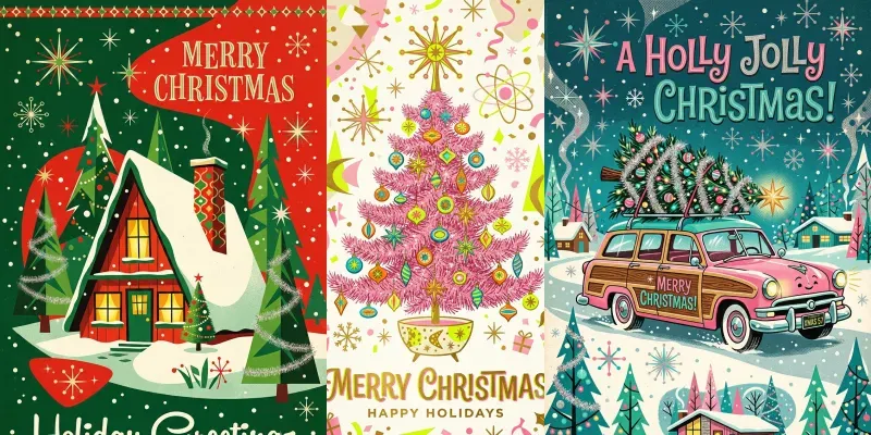 1950s Kitsch Christmas Journal Cards generated by undefined