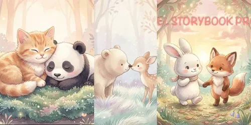 Pastel Storybook Soft Animal Illustrations generated by gemini-image