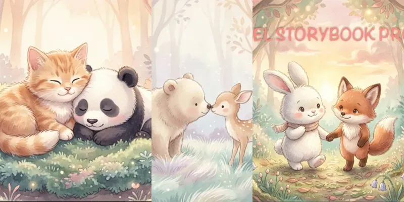 Pastel Storybook Soft Animal Illustrations generated by undefined