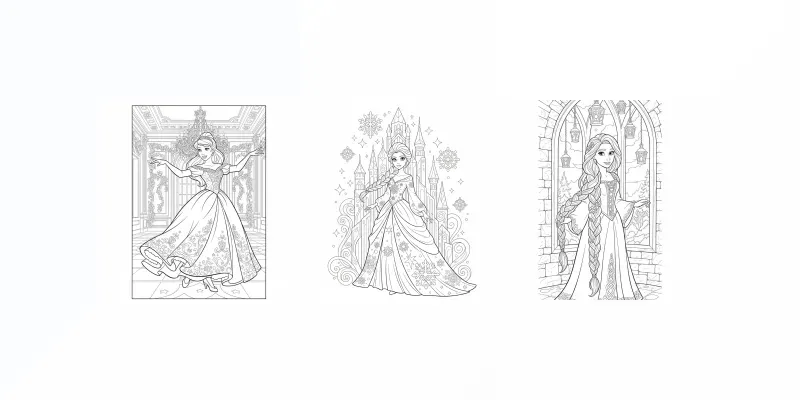 Disney Princess Coloring Pages generated by undefined