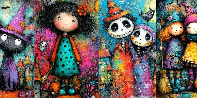 Cute Halloween Character Ephemera Pages generated by undefined