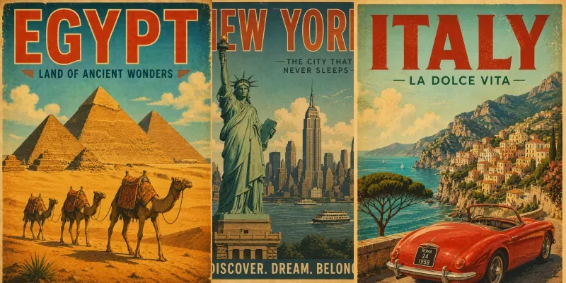 Vintage Wanderlust Retro Travel Posters generated by undefined