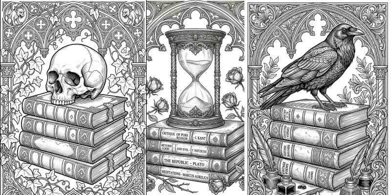 Dark Academia Library Coloring Masters generated by undefined