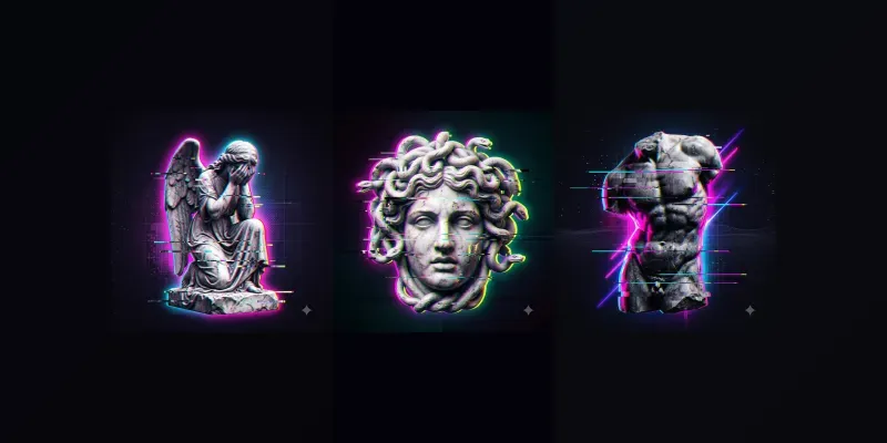 Glitch Greek Statue Digital Art generated by undefined