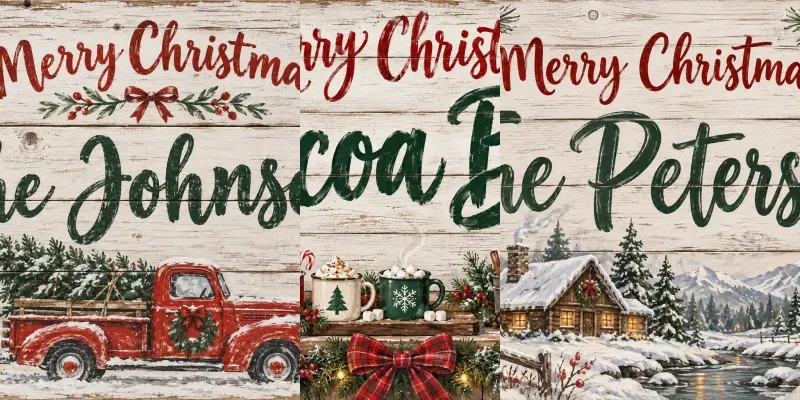 Christmas Family Name Sign Art