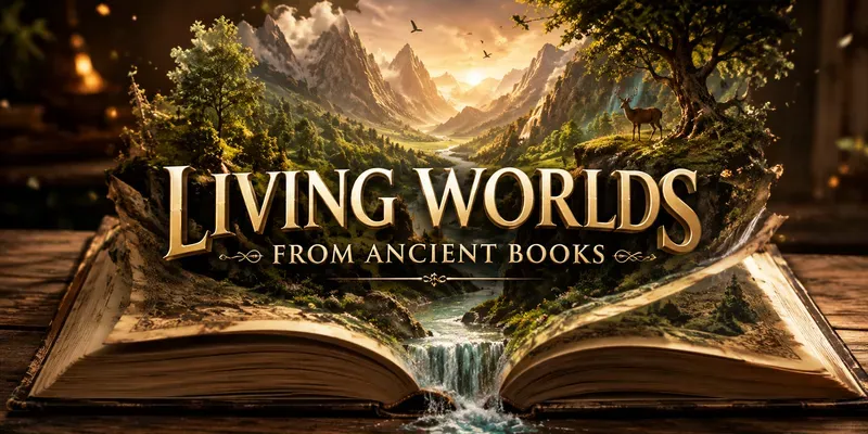 Living Worlds From Ancient Books generated by undefined