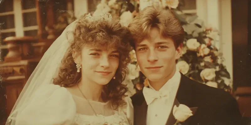 80s 90s Retro VHS Wedding Film Portraits generated by undefined