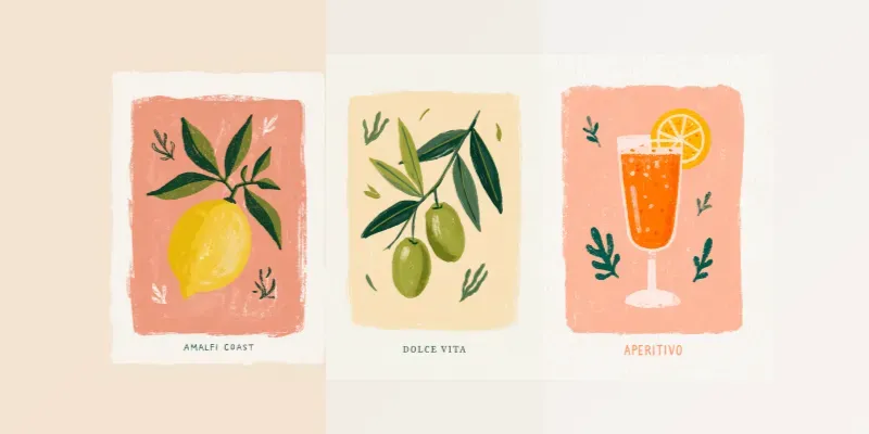 Retro Mediterranean Folk Art Posters generated by undefined