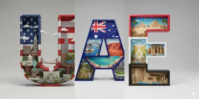3D Country Letter Landmarks Art Design generated by undefined