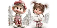 Toy Character Cityscape Clipart Ephemera midjourney prompt mini thumbnail