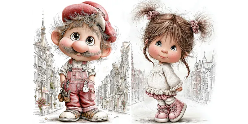 Toy Character Cityscape Clipart Ephemera generated by undefined