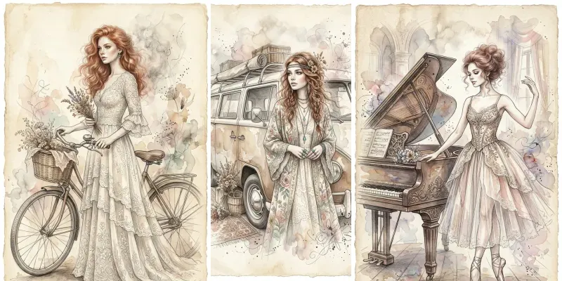 Ethereal Sketch Fashion Illustrations generated by undefined
