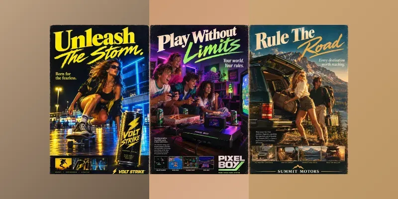 Retro 80s Cinematic Ad Poster Designs