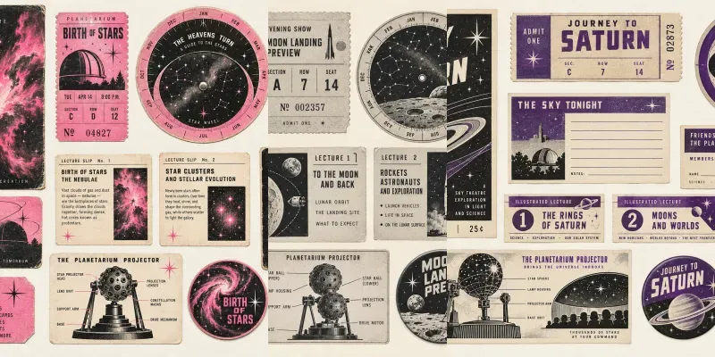 Retro Planetarium Ephemera Art