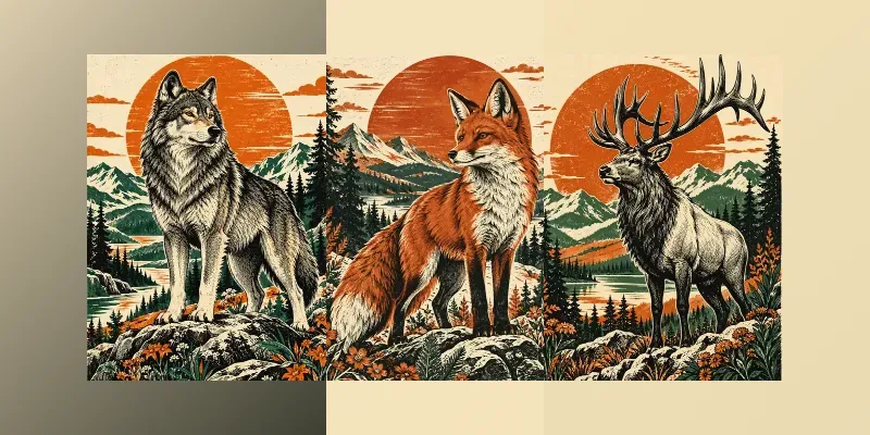 Vintage Animal Linocuts