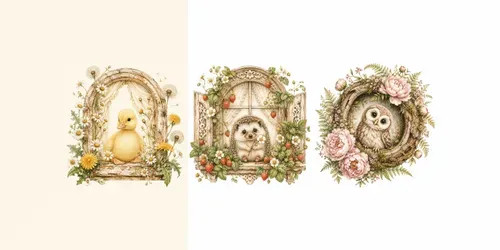 Cute Vintage Cottagecore Animal Cliparts generated by chatgpt-image