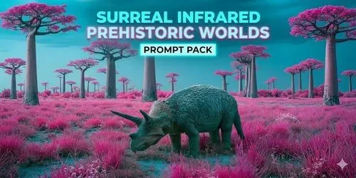 Surreal Infrared Prehistoric Worlds generated by midjourney