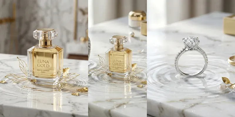 Luxury Product Mockups On Rippled Marble generated by undefined
