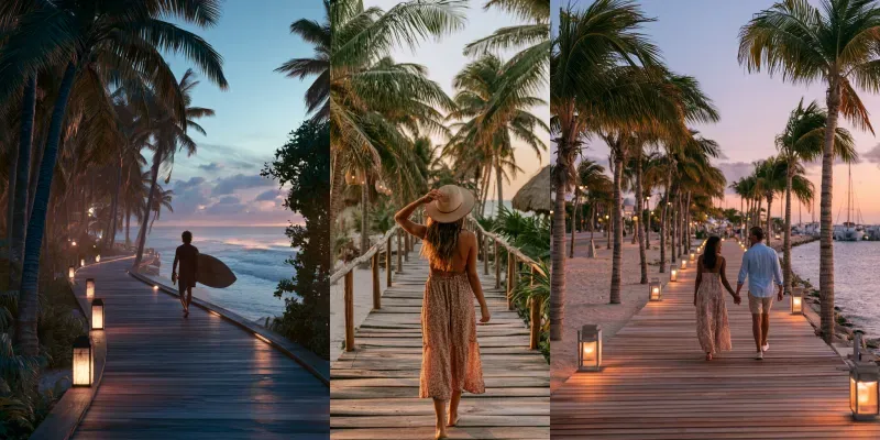 Coastal Boardwalk Evenings Photography generated by undefined