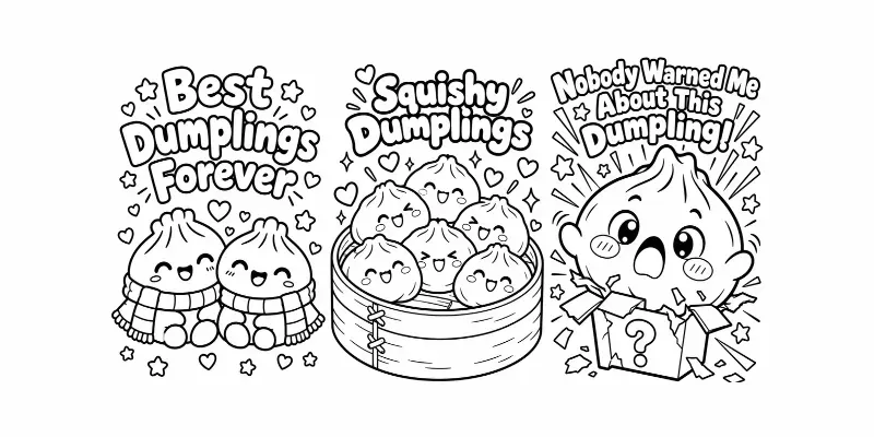 Viral Dumplings Coloring Book Pages