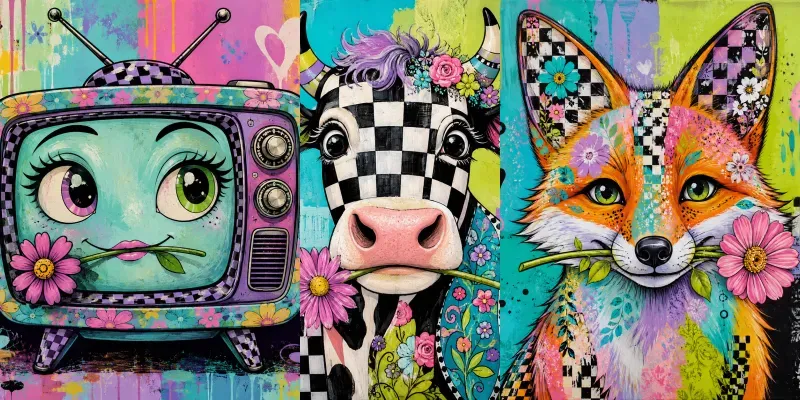 Surreal Checkerboard Popart Characters generated by undefined