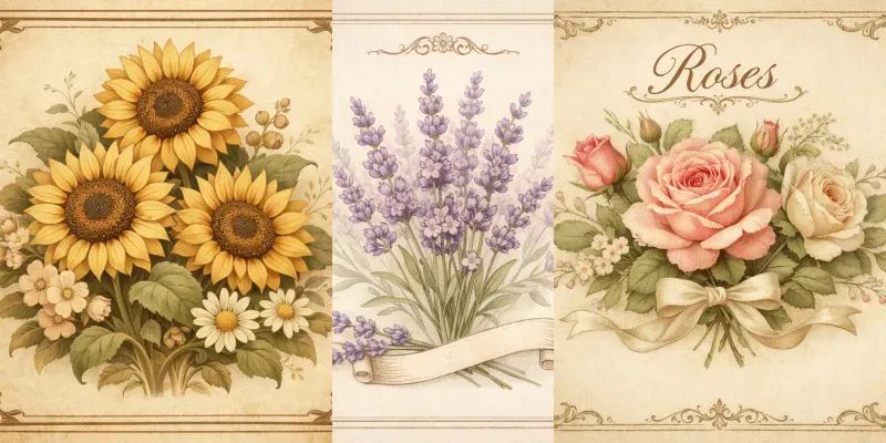 Floral Vintage Cards generated by undefined