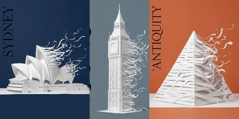 3D Papercraft Landmark Posters