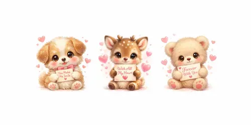 Cute Kawaii Cartoons With Love Cards generated by chatgpt-image
