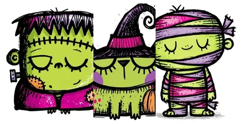 Hand Drawn Halloween Doodles generated by midjourney