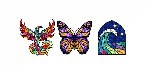 Stained Glass Window Mosaic Icons generated by midjourney