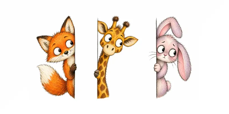 Peeking Animals Clipart