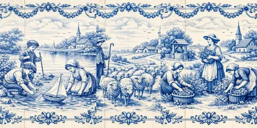 Delft Blue Vintage Tiles generated by chatgpt-image