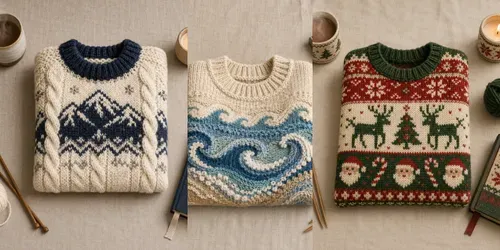 Knitted Sweater Pattern Flat Lays generated by chatgpt-image