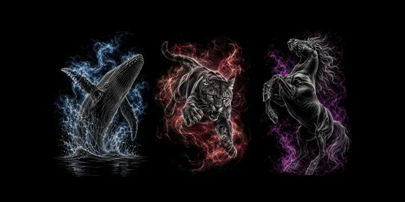 Dark Etching Animal Motion Art Pods generated by undefined