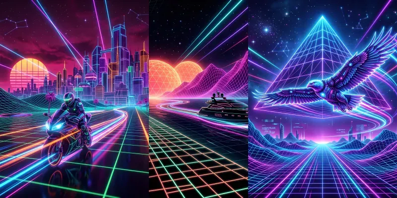 80s Synthwave Retro Outrun Art Templates generated by undefined