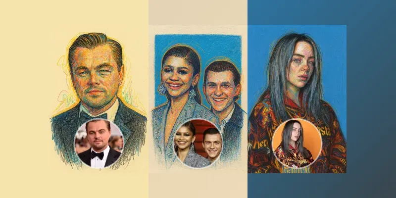 Colored Pencil Oil Pastel Portraits generated by undefined