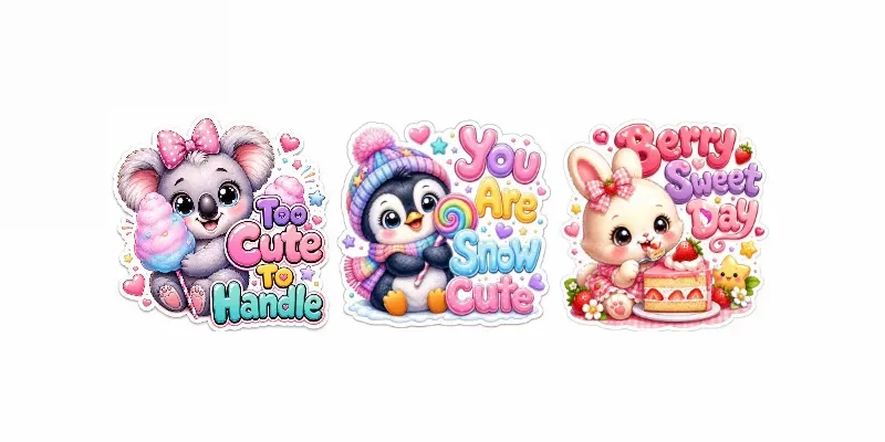 Cute Kawaii Animal Sticker Tshirt Art generated by undefined