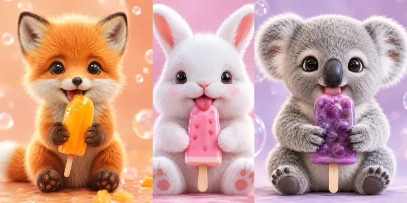 Cute Animal Popsicle Portraits generated by undefined