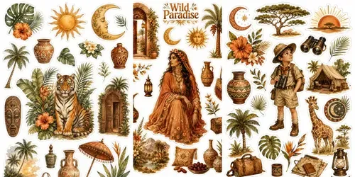 Wild Paradise Sticker Collections generated by chatgpt-image